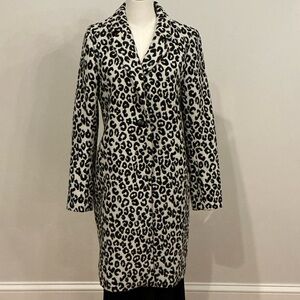 Rachel Zoe Black and White Leopard Print Coat